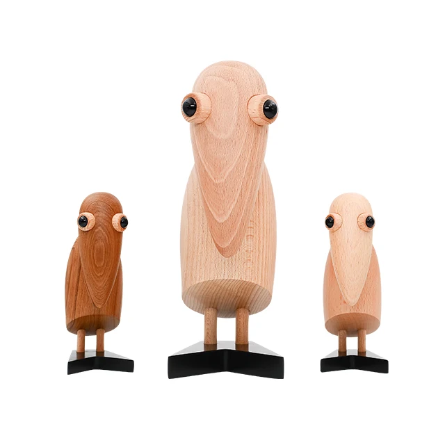 nordic creative style home decor beech wood animal bird handicraft for art deco statue kids wooden gift