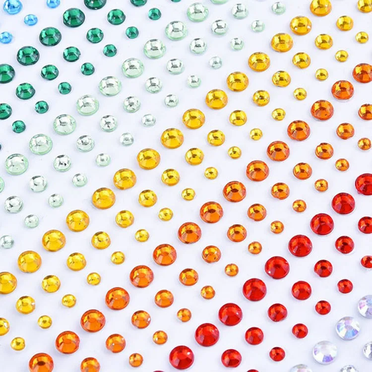 Wholesale Bling Multicolor Acrylic Rhinestone DIY Self Adhesive Sticker Sheet