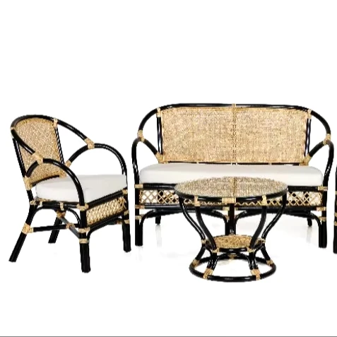 Hot Selling Handmade Rattan Corona Living Set for Apartment Includes Living Room Chair and Coffee Table from Indonesia