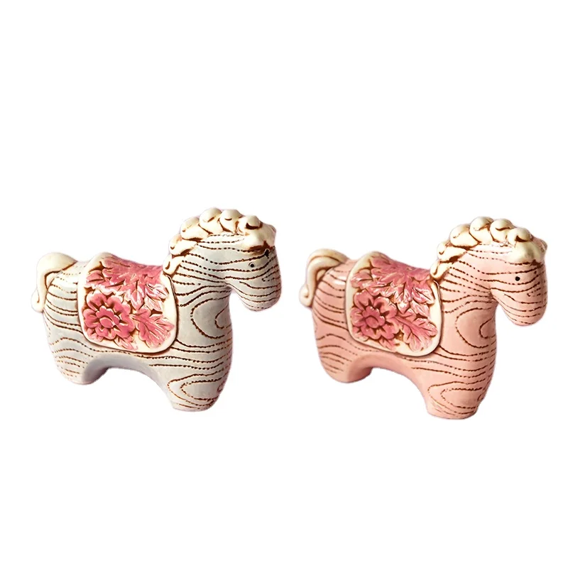 Декор для гостиной керамические статуи лошадей Розовая лошадь миниатюры и статуэтки ремесло дома
