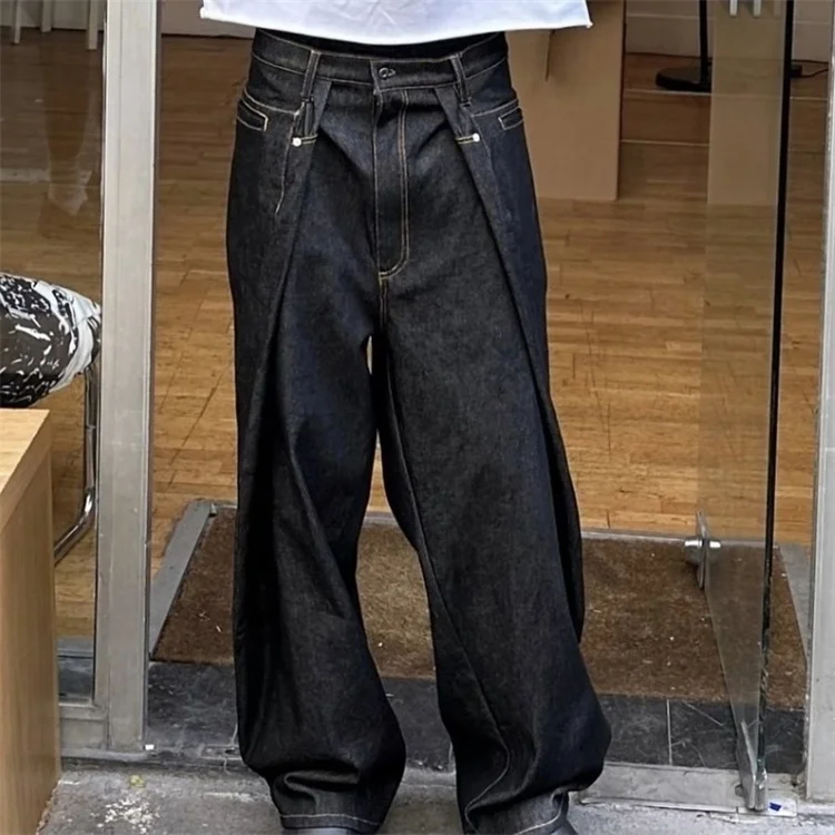 Performance Soft Square Washed Vintage Pocket Male Long Pants Japanese Selvedge Denim Jeans