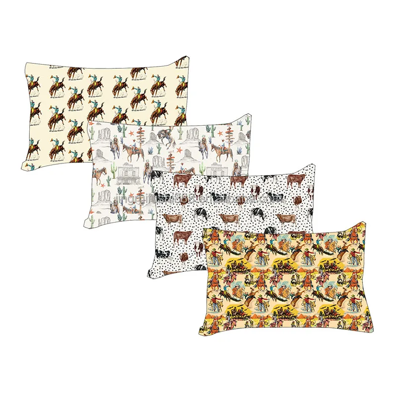 Custom Fashion Western Style Cattle Printed Newborn Baby Pillow Cover Milk Silk Fabric Toddler Adult Standard Pillow