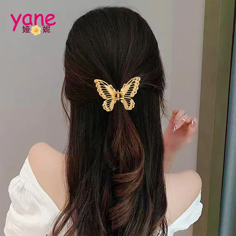 High-Grade Alloy Butterfly Cutout Hair Clip Delicate Shark Design Back Head Hair Grab Plastic Hair Accessories Tempered Features