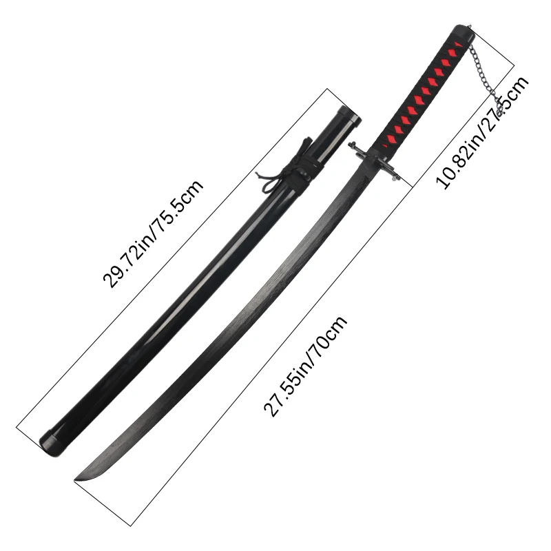 Hot sell Anime Sword ABS Collection Coser wooden Bleach Kurosaki Ichigo prop samurai knife Toys Swords For Kidults Playing Boys