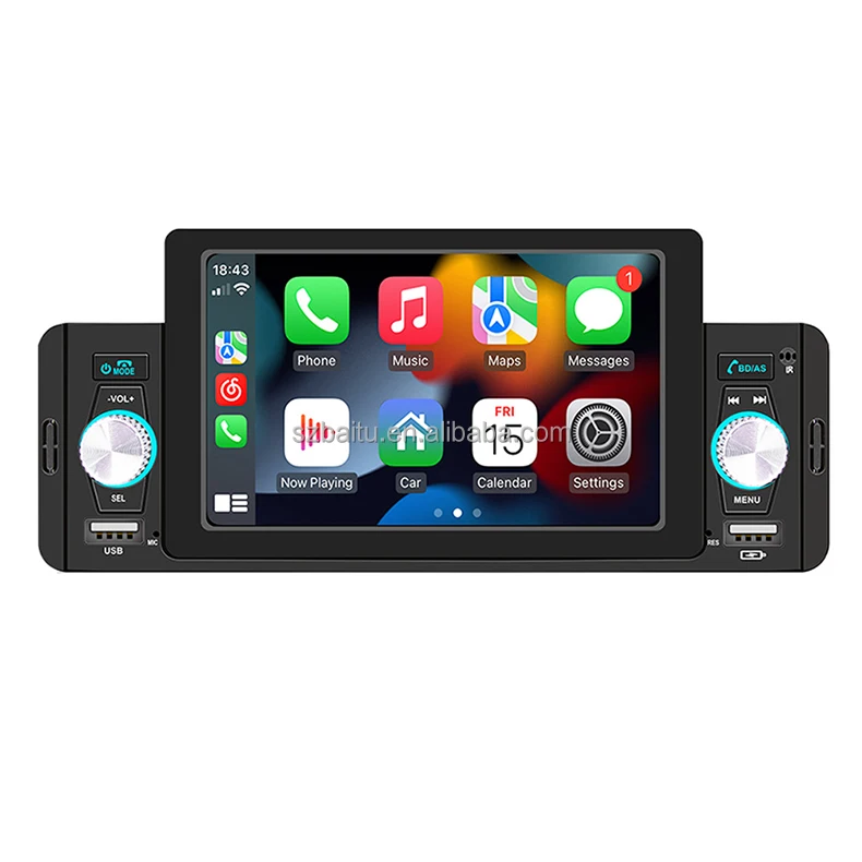1 din 5 inch screen mirror link video out single 1 din car mp5 player carplay android auto car radio stereo video mp3 DVD