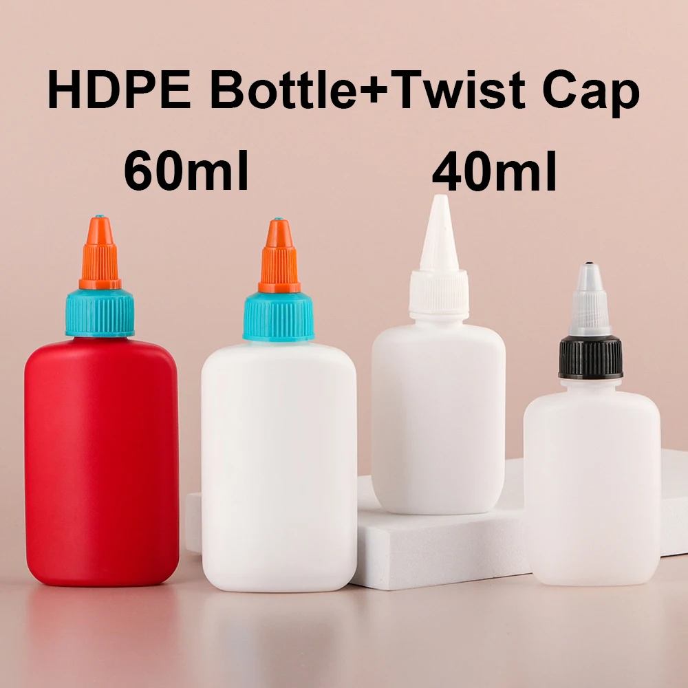 Wholesale Empty 40ml 60ml Liquid School Glue Botte Flat Empty Super Glue Bottles With Black Lid
