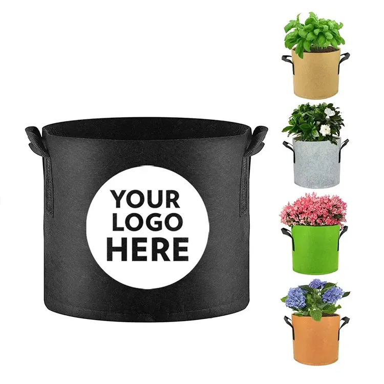 Garden Plant Felt Potato Grow Bag Black Fabric Pot For Organic Flower Mushroom Tomato 10 45 50 100 200 Gallon