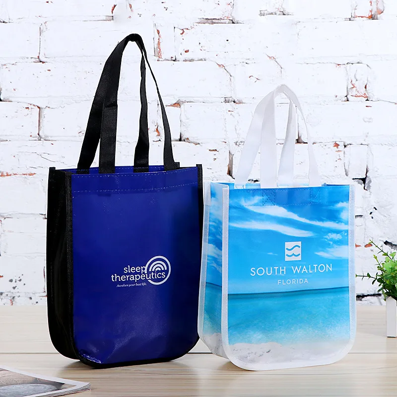 Custom Curved Corners Tote Laminated Non Woven Shopping bag Eco Tote Bag Pp Non Woven Bags