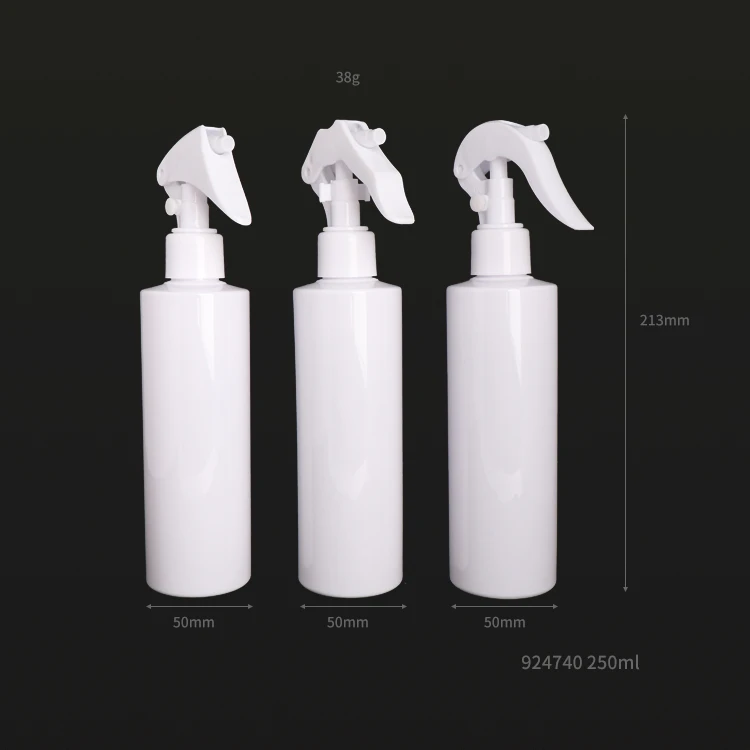 In Stock 250ml White Black Cosmetic PET Plastic Trigger Sprayer Cap Bottles