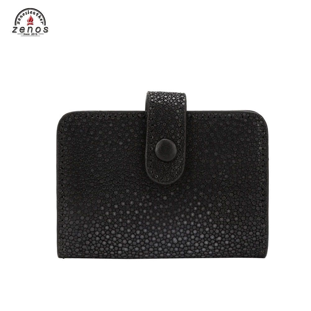 Zenos, роскошный кожаный кошелек из кожи ската, держатель для кредитных карт, бумажник Rfid, визитная карточка