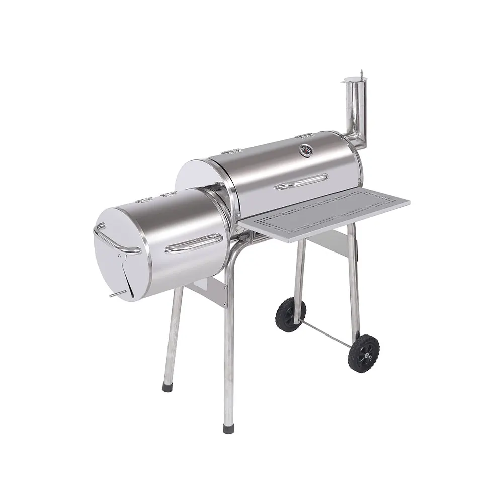 Премиум Heavy Duty открытый большой портативный тележка бочонок угольный гриль для барбекю и коптильня со смещением куриное мясо