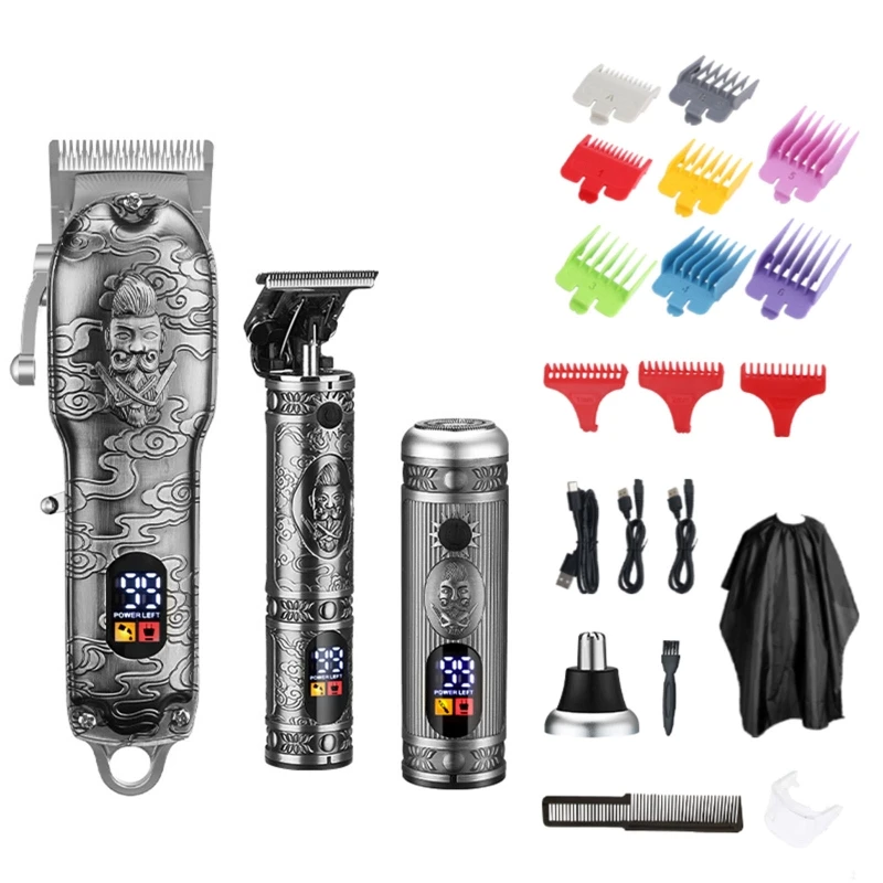 Electric Nose Hair Clipper Pusher 3 In 1 Detachable Blade Cordless Hair Trimmer Haircut Grooming Kit For Hair Removal Appliance