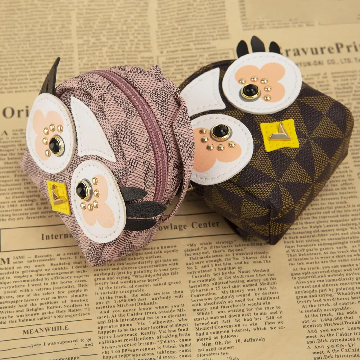 Fama Customized Mini Backpack Purse Organizer Small Backpack Owl Leather Coin Purse Keychain Zipper Change Wallet