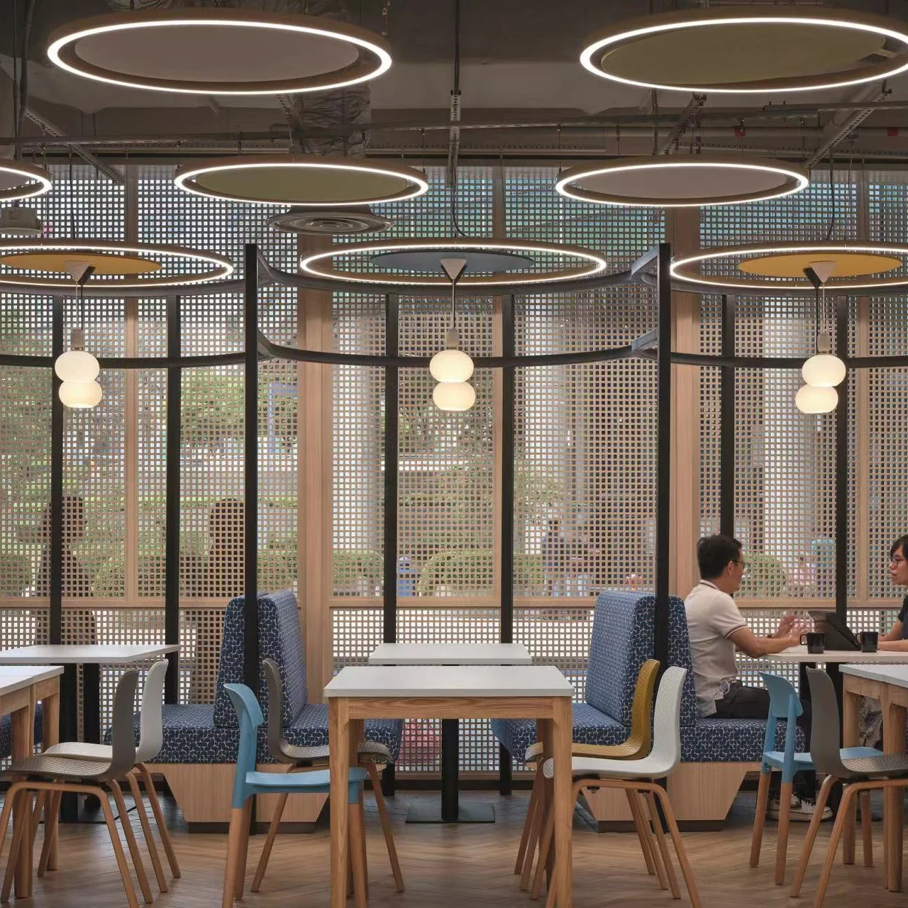China High end office decoration circular felt acoustic panel dali dimmer surface mount round shape led ring light curve light