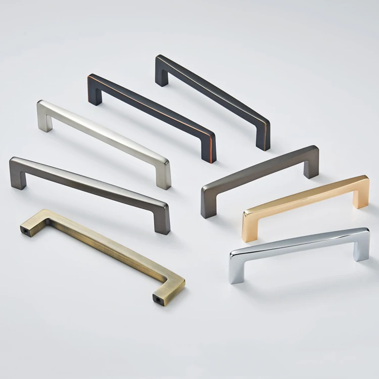 AKADA high quality zinc leather concealed furniture drawer handle in satin nickle color