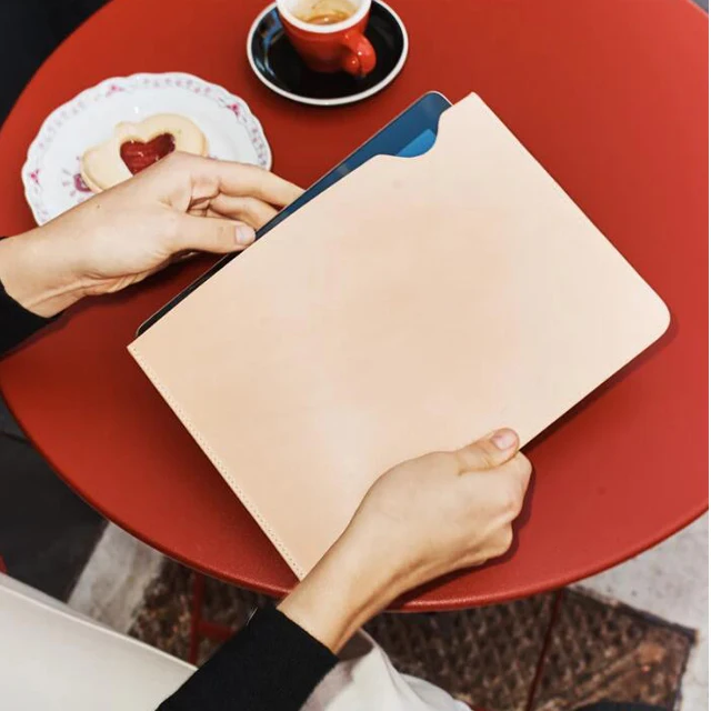 Classic simple designer laptop case custom logo smooth leather slim durable laptop sleeves for iPad mini iPad pro