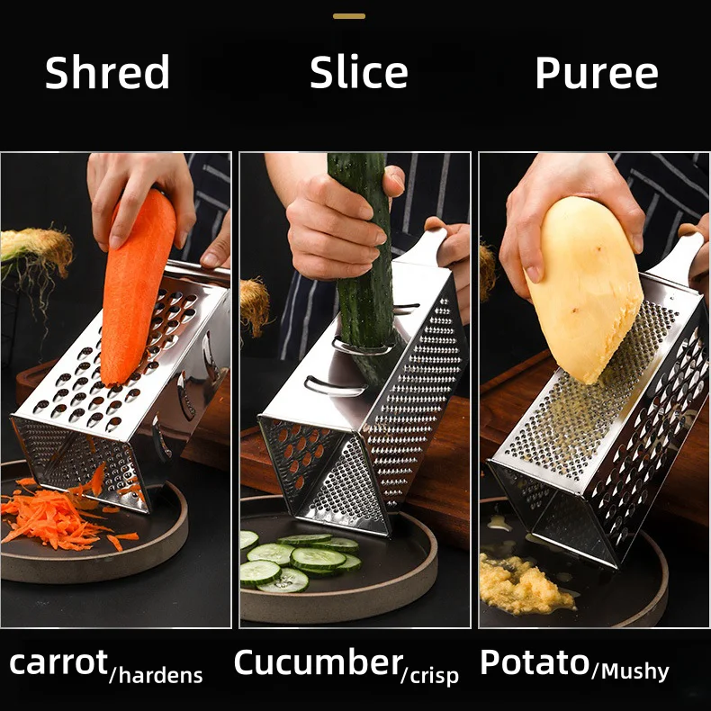 Stainless steel four-sided grater for home kitchen multifunctional tower vegetable fruit slicer ginger garlic Grinders for salad
