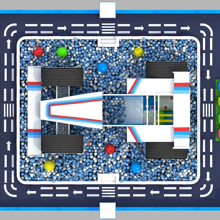 racing car set theme playground equipment with big ocean ball pool formula car soft indoor playground