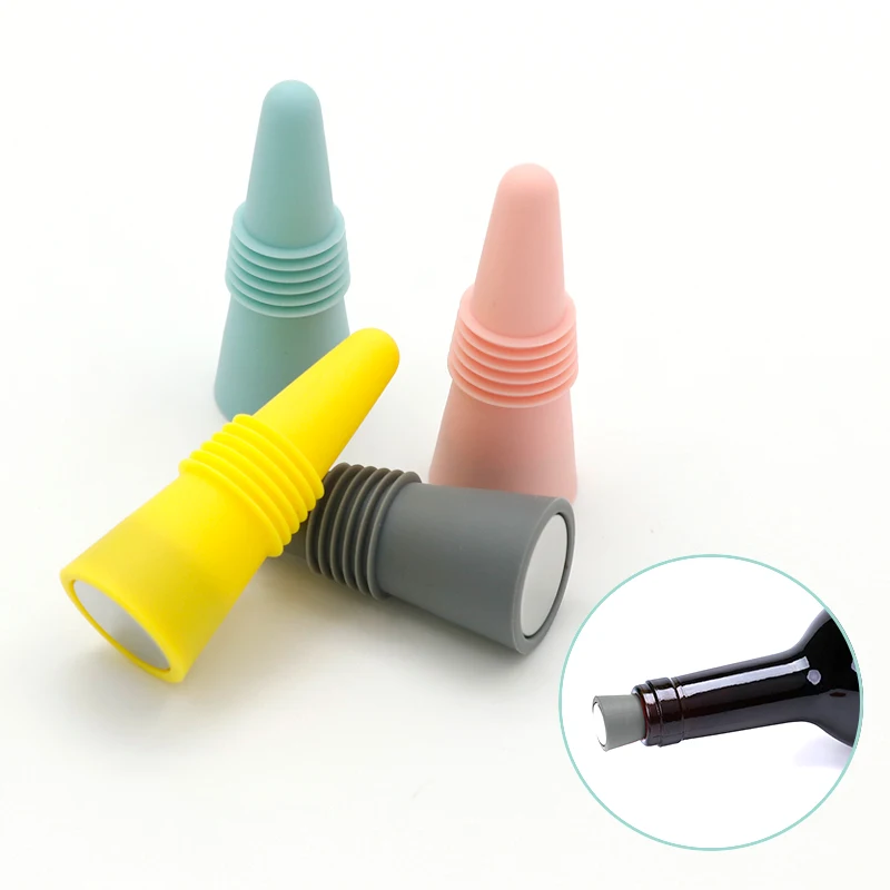 Factory Outlet 4pcs Color Boxs Wine Champagne Fresh Soft Silicone Bottle Beverage Bottle Sealer Wine Stoppers