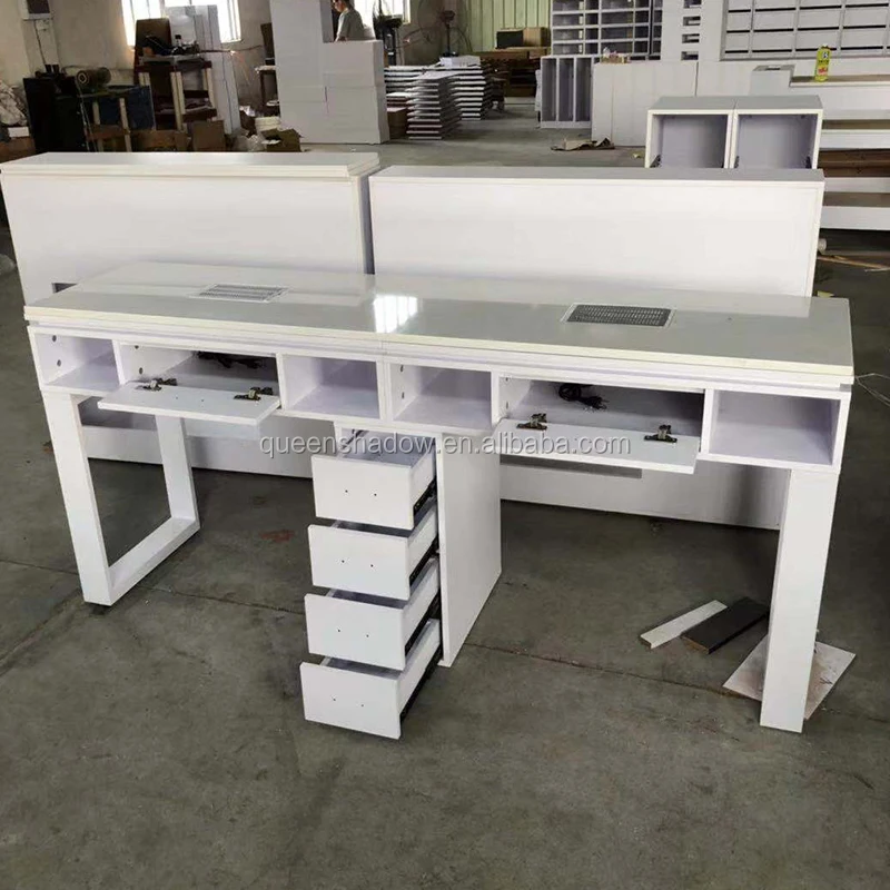 King shadow nail salon glass top tables manicure table for mall nail bar design