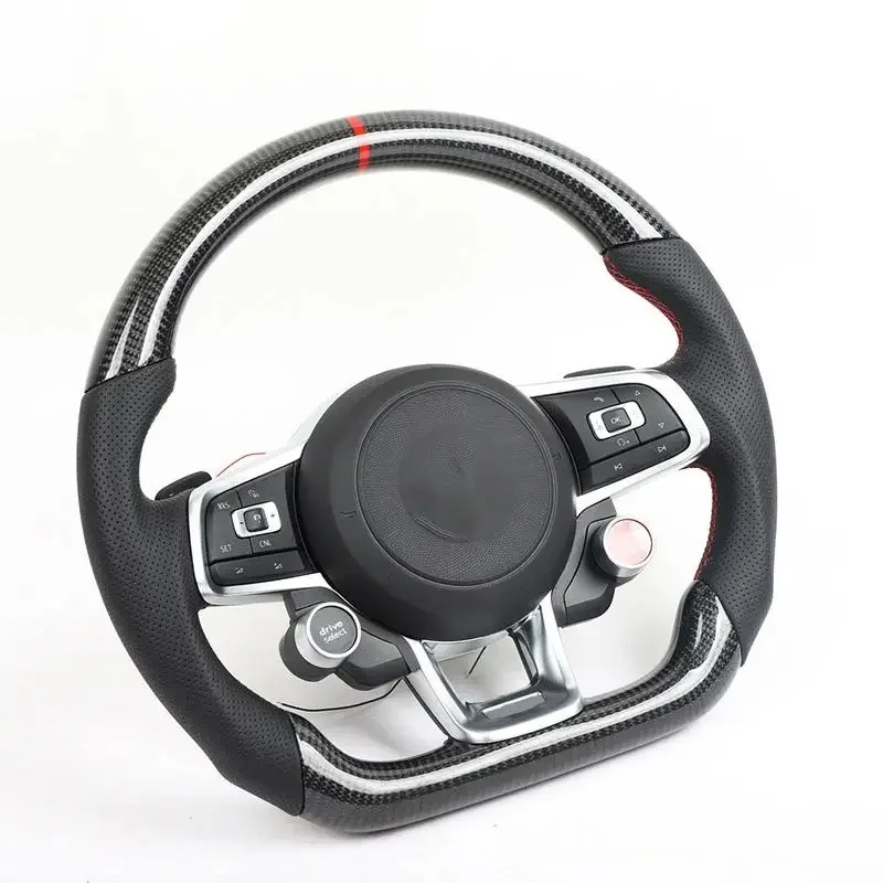 Custom Carbon fiber steering wheel with LED for vw mk6 mk7 GTI 6 GTI 7 R golf 6 golf 7style leather steering wheel
