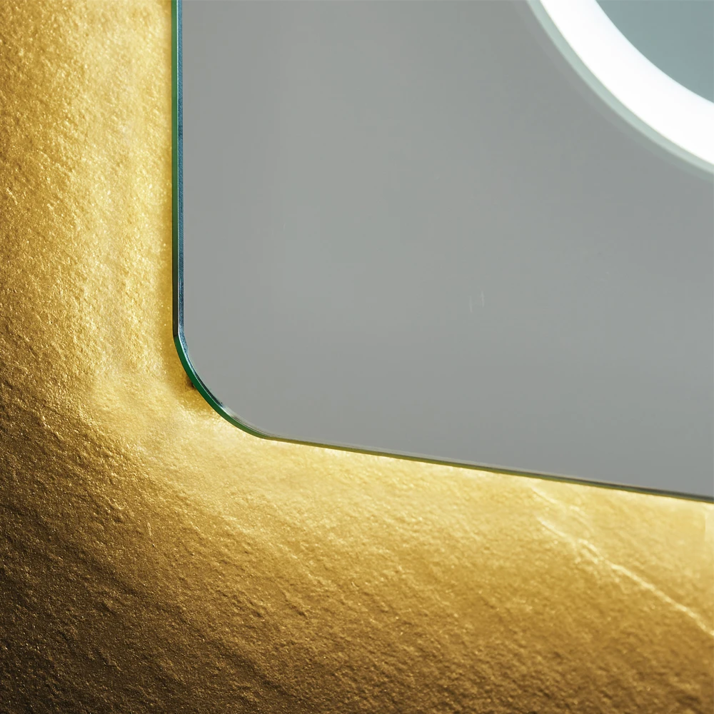 Modern Big LED Mirror With Makeup Magnifier Yellow And White Color Bathroom Anti Fog Film Mirror