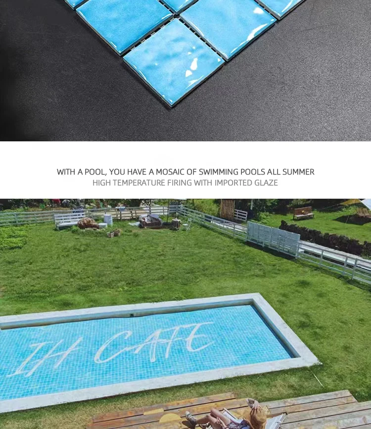 China Factory Supply Wave Series  Porcelain Ceramic Mosaic Tiles 48*48mm Square Textured Glossy Swimming Pool Tiles