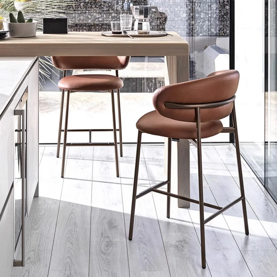 hot-sale Luxury Customized home furniture barstool Restaurant Kitchen solid wood Frame high bar chairs