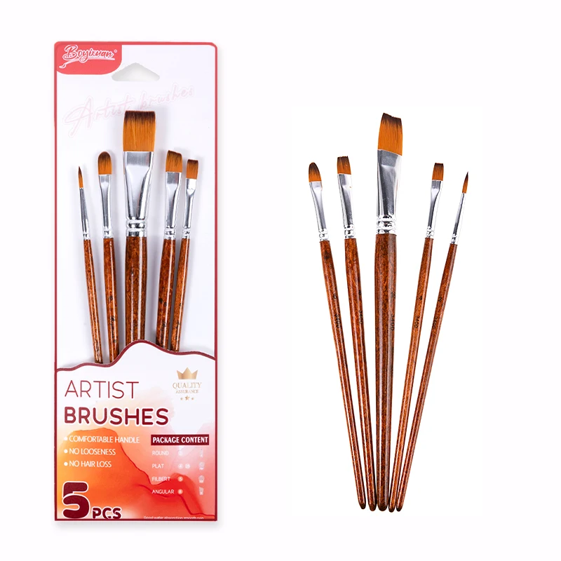 Art Painting Brushes Acrylic Artist Brush Wooden Handle Artist Paint Brush With Soft Nylon Hair