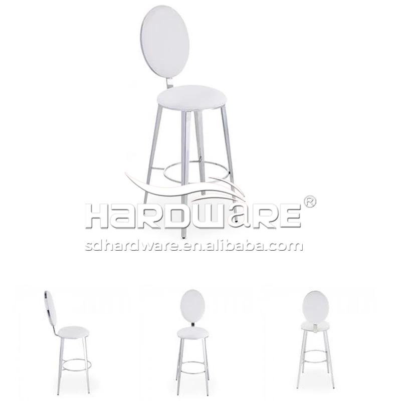 Modern outdoor portable bar round back stainless steel bar stool leather
