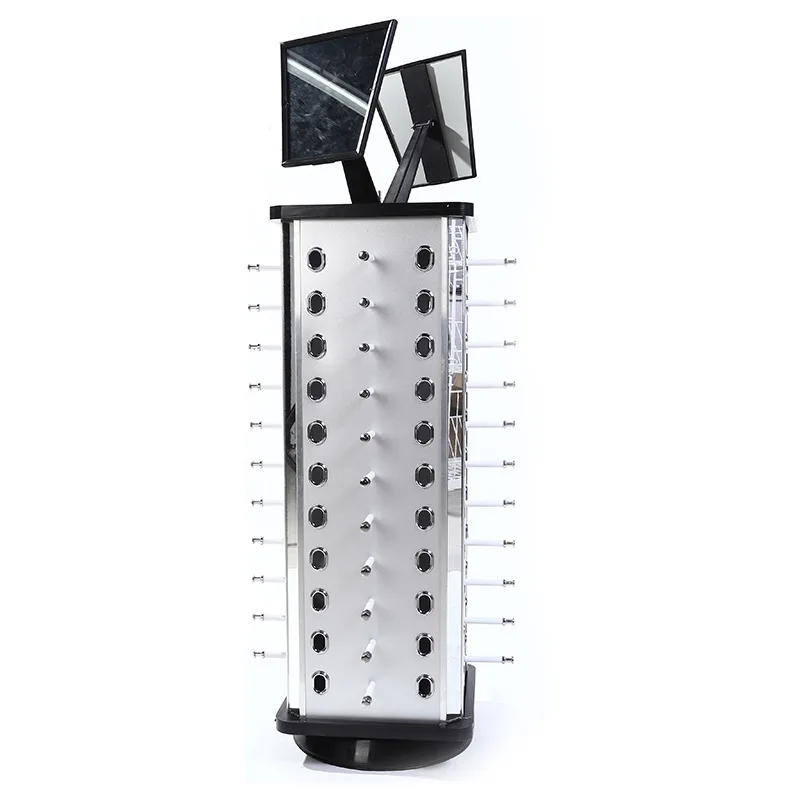 Customized Plastic Rotating Sunglass Display Floor 36 Square+mirror Standing rack rotating sunglasses eyewear stand