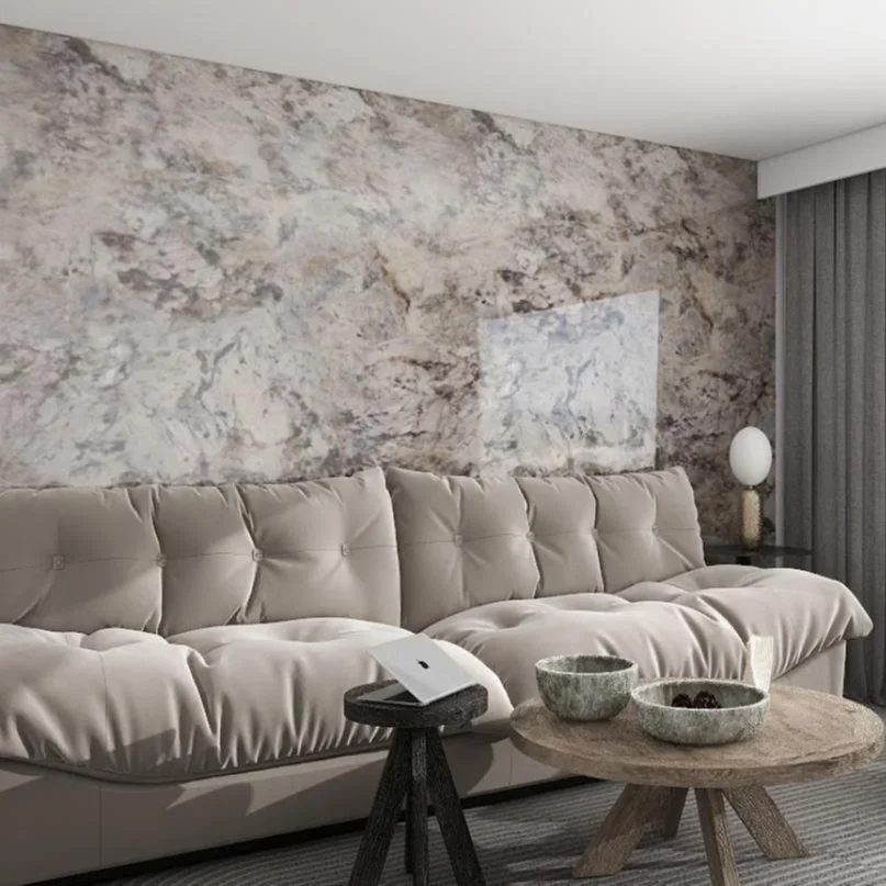 Luxury Bamboo Wood Fiber Wall Panels marble grain board  wood grain uv pvc marble sheet for home decoration