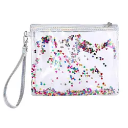 NANA Crystal Clear Cosmetic Bag Travel Toiletry Bag with Zipper Vinyl PVC Make-up Pouch Handle Straps for Women Men