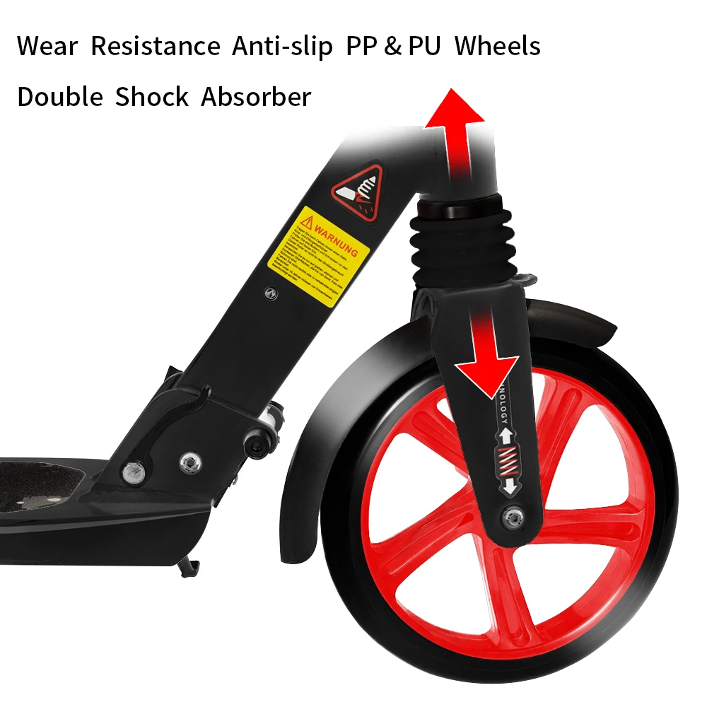 Adult Scooter with Rear Break Adjustable Handlebars Big Wheels Shock Absorption - Folding Sport Kick Scooters for Teens Boys