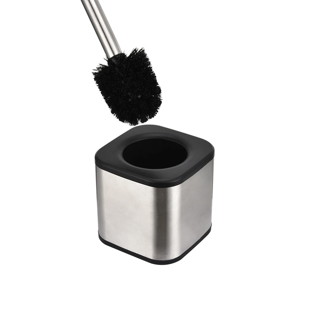 Bathroom square stainless steel toilet brush and holder