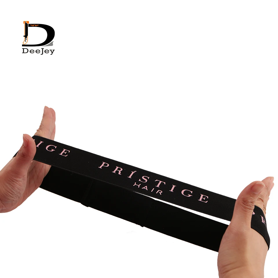 All over Logo Adjustable Custom Elastic Band for Lace Hair Lace Melt Band Designer Elastic Bands for Wig