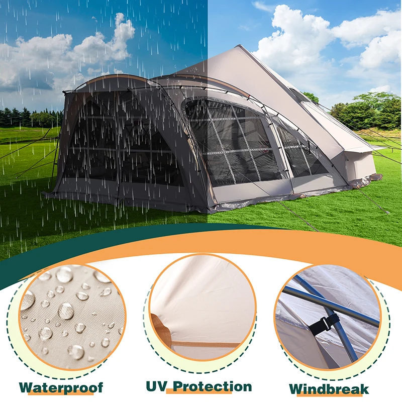 New drop outdoor 4m 5m 6m  luxury glamping equipment dome camping bell cotton canvas star tent with window
