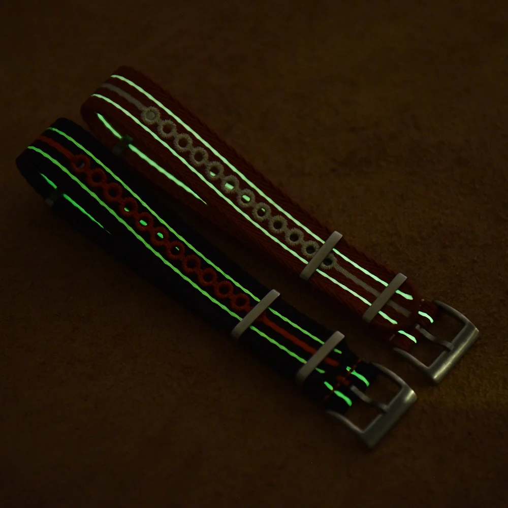 JUELONG Recycled Woven Nylon Straps 20mm 22mm Luminous Eco-friendly Nylon Strap Embroidery Replacement Straps for Fifty Fathoms