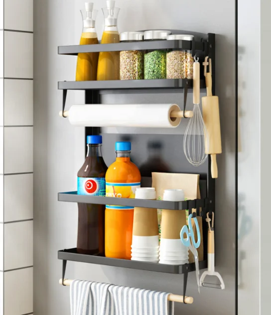 Wholesale Metal Kitchen Fridge Rack Magnetic Organizer Refrigerator Storage Rack