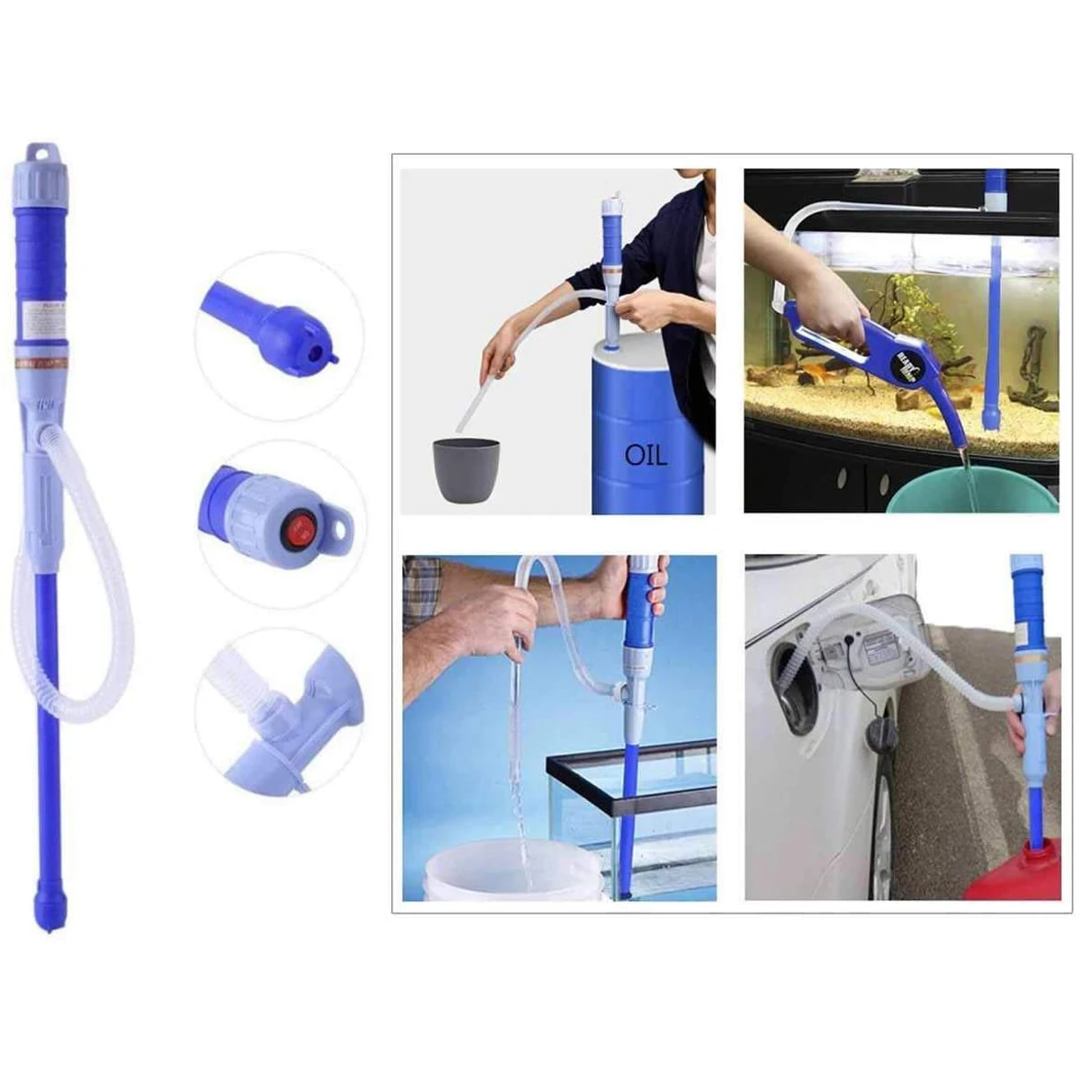 Battery Powered Water Diesel Gas Oil Transfer Pump Portable Hand Held Electric Plastic Liquid Pumping Manual Sucker Pump