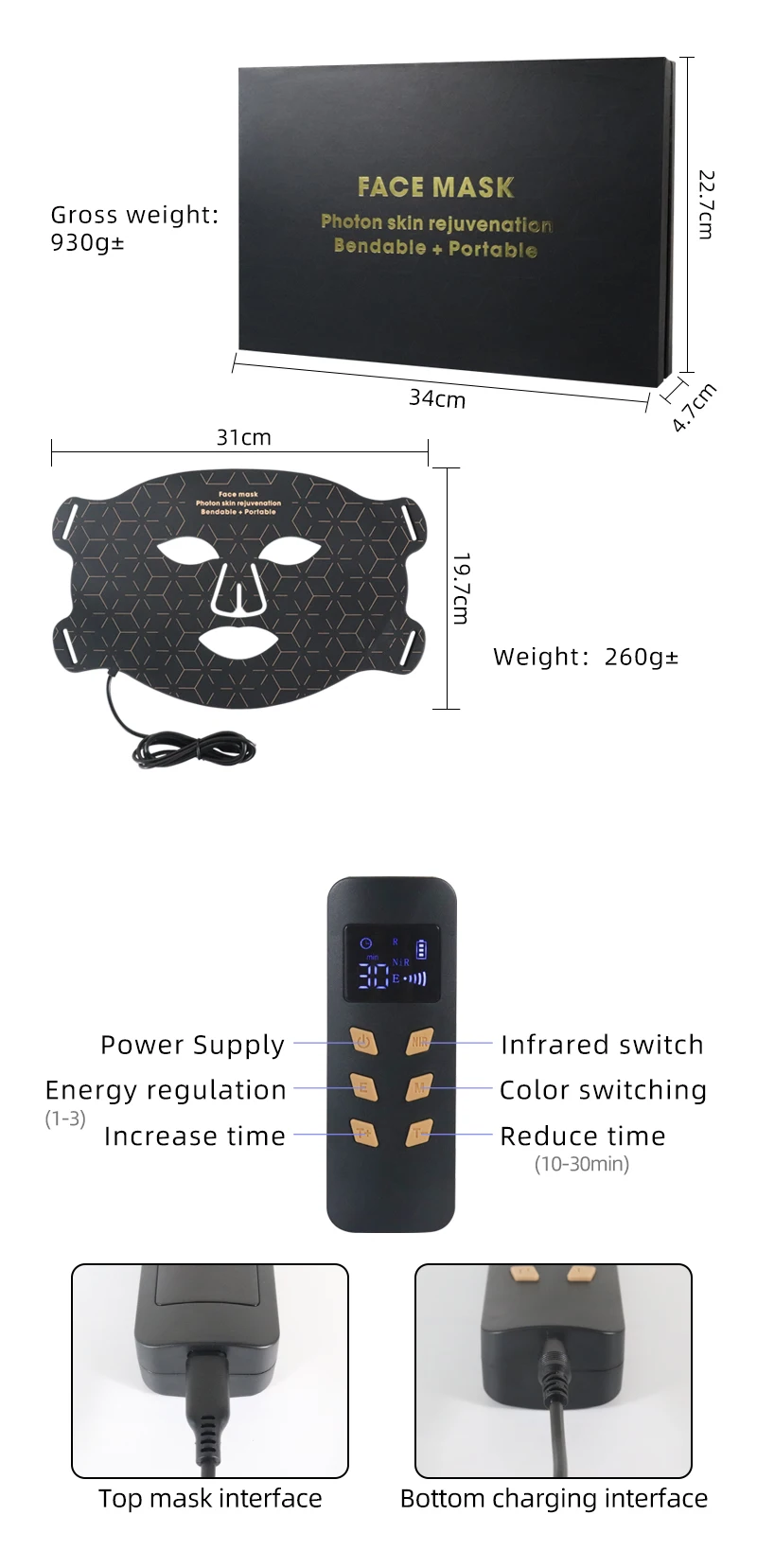 Wholesale Led Beauty face Mask Infrared Facial Beauty Silicone Led Face Mask