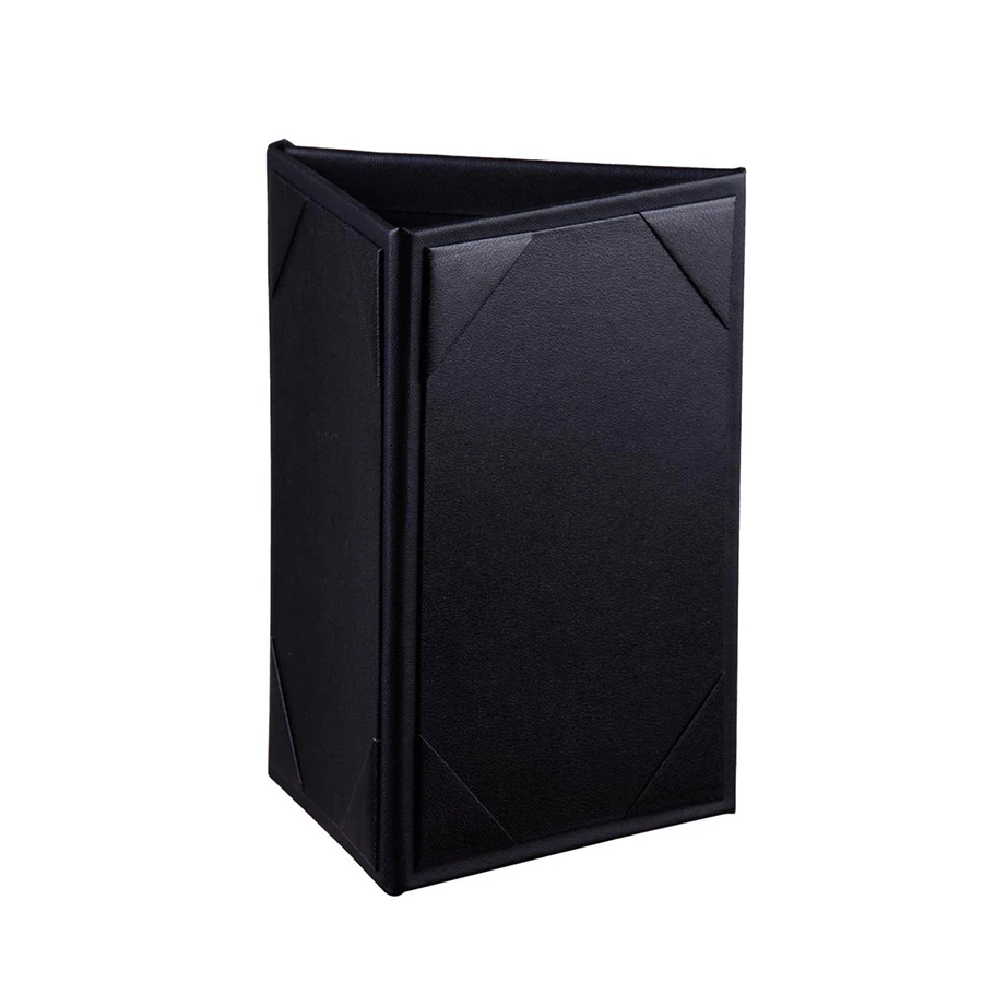 customized PU leather paper material menu holder three fold