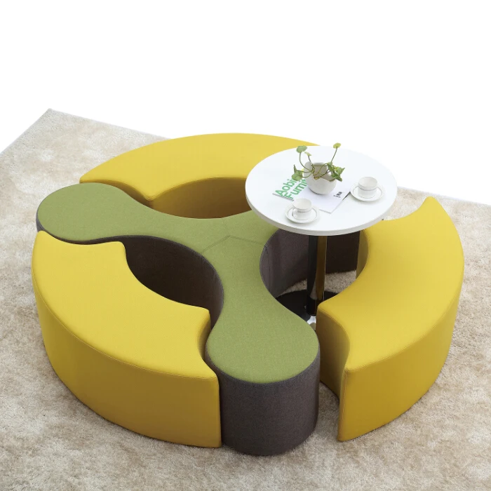 Hot sale luxury sectional modern public hotel furniture modular round velvet fabric lobby sofa