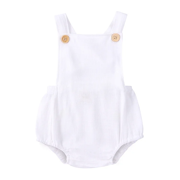 3-24 Months Baby Girls Boys Button Rompers Solid Linen Belt Jumpsuit New Born Romper Newborn Baby Clothes