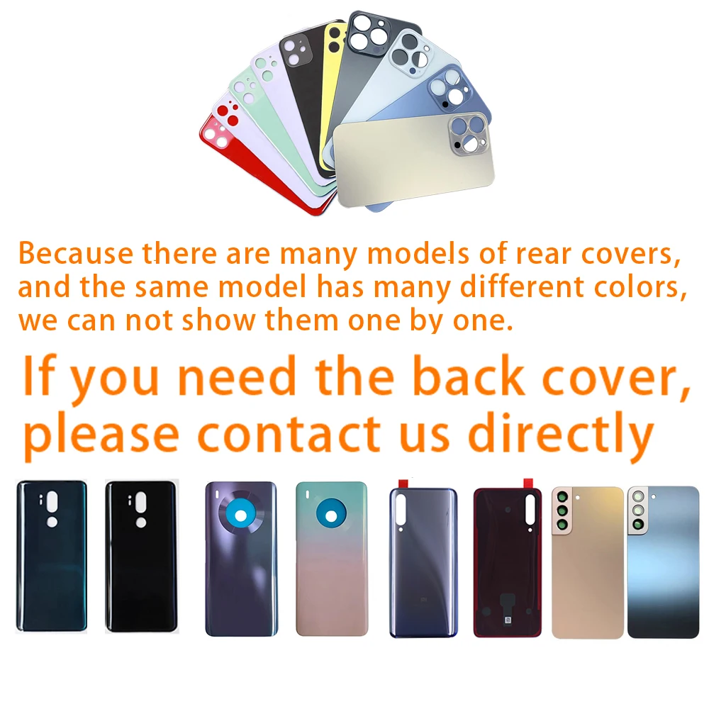 Back Cover For iPhone For huawei For Samsung For OPPO For VIVO Tempered Glass Rear Housing With Big Hole Cell Phone Spare Parts