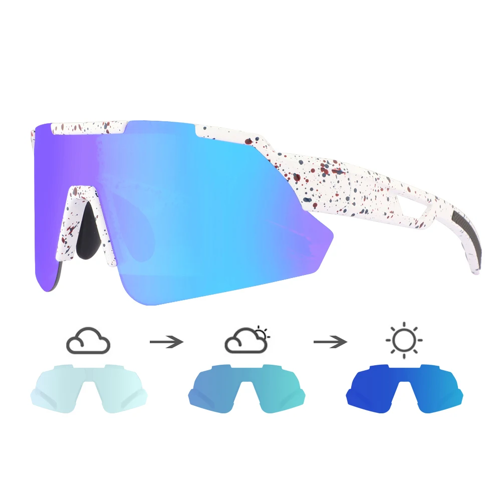Photochromic Cycling Sun Glasses Unisex Wholesale designer Custom Logo Transparent color HD Men Bike Sunglasses for Sports