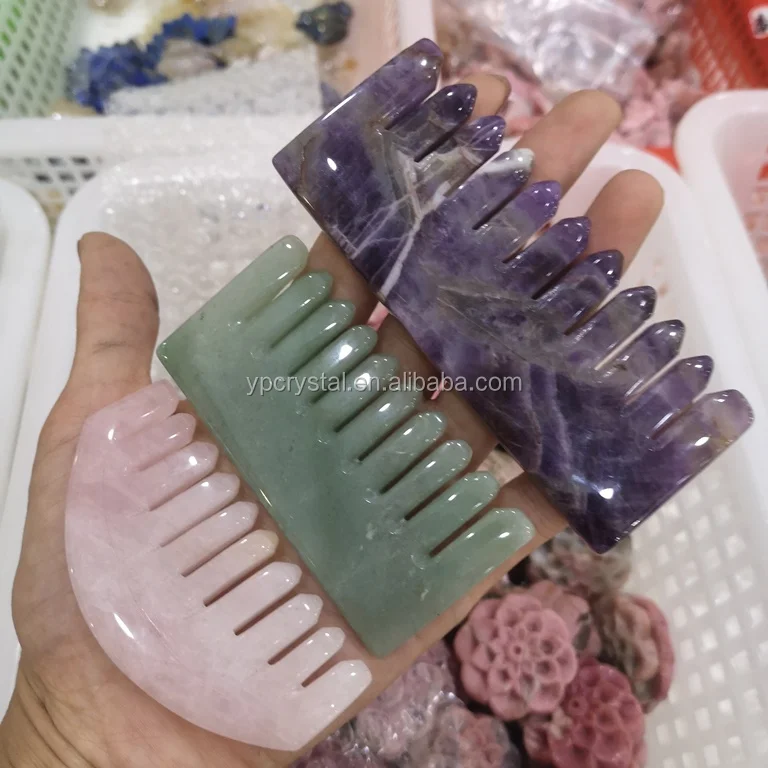 Health Massage Crystal Gemstone Articles Amethyst Crystal Jade Comb Craft