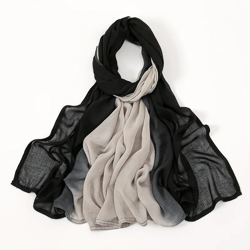 Wholesale New Color Shaded Delicate Rayon Viscose Modal Fabric Scarf Shawl Ombre Hijab