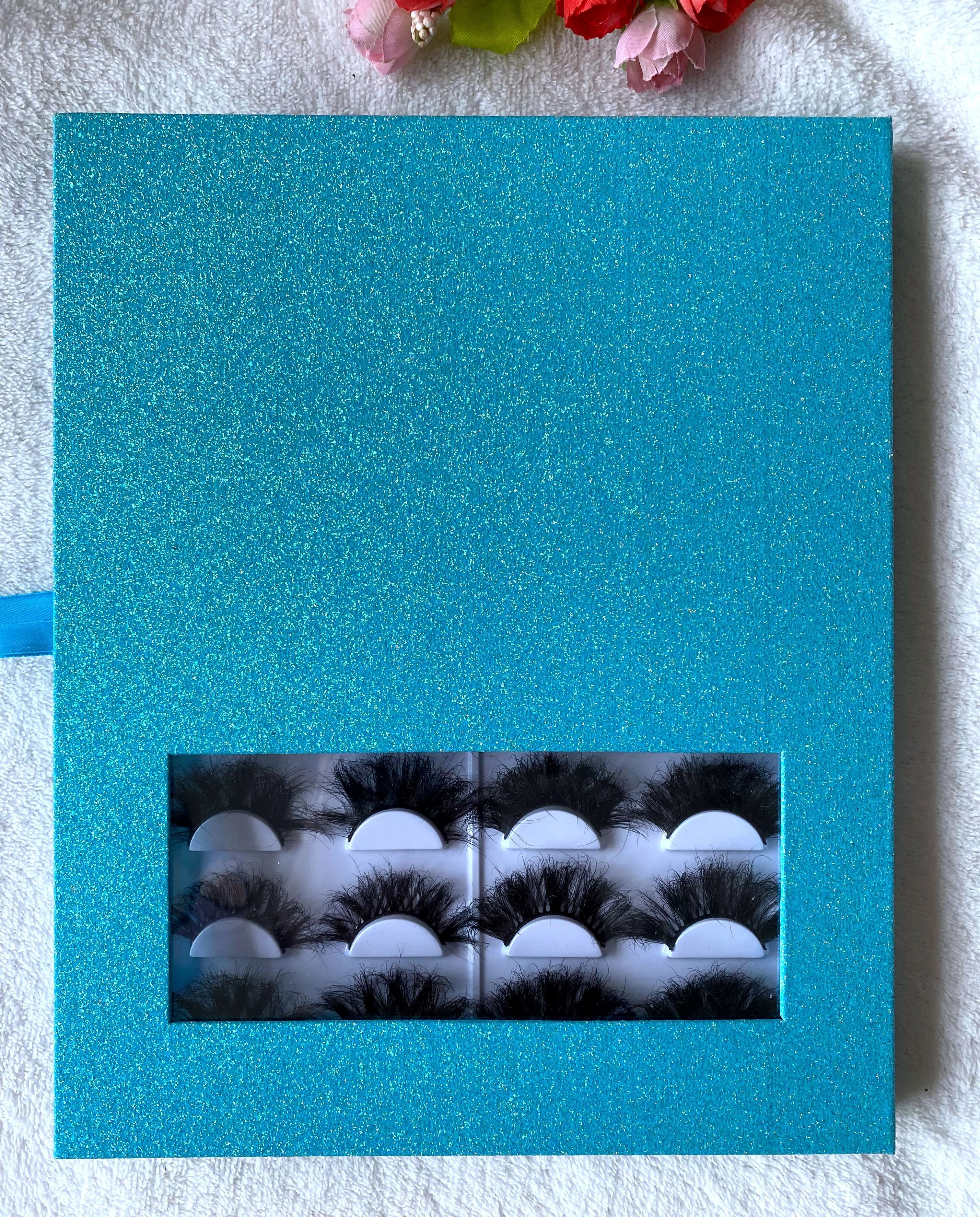 16pairs natural thick fluffy full eyelashes comfortable makeup 25mm 3d wholesale lash book packaging boxes