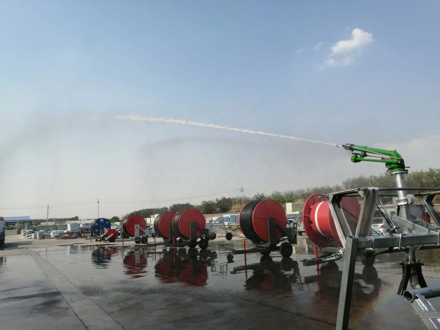 
Hose reel irrigation machine with travelling big rain gun sprinkler for farmland 
